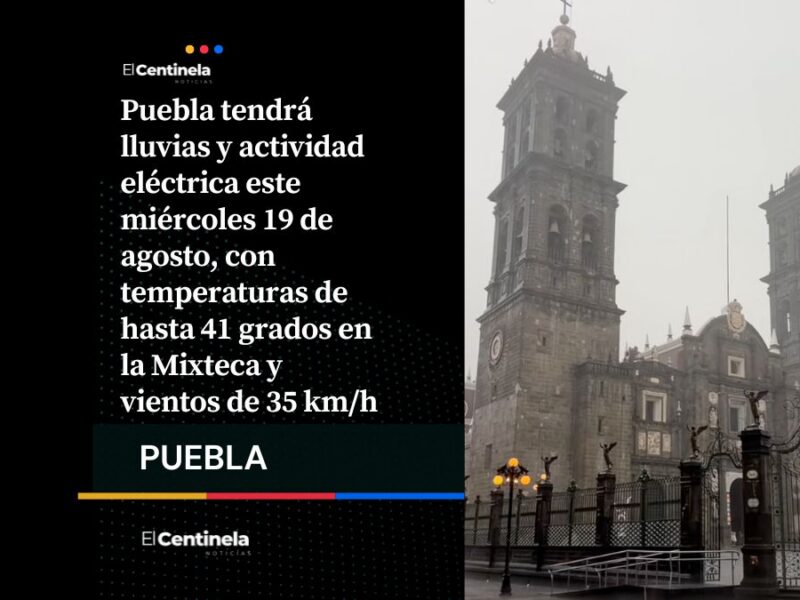 Prevén lluvias y actividad eléctrica para este miércoles en Puebla, habrá calor de hasta 38 grados