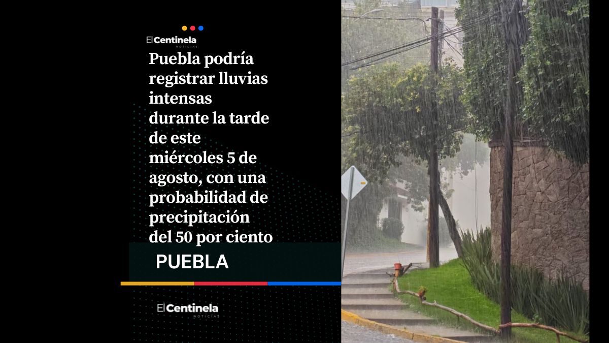 Toma tus precauciones: pronostican lluvias intensas en Puebla durante la tarde del miércoles