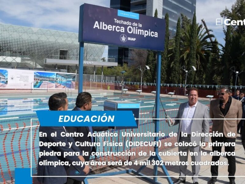 Colocan primera piedra del techado de la alberca olímpica en el Centro Acuático Universitario BUAP