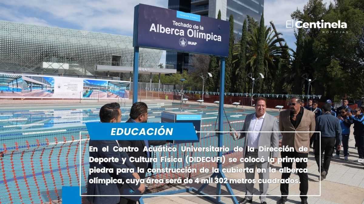 Colocan primera piedra del techado de la alberca olímpica en el Centro Acuático Universitario BUAP