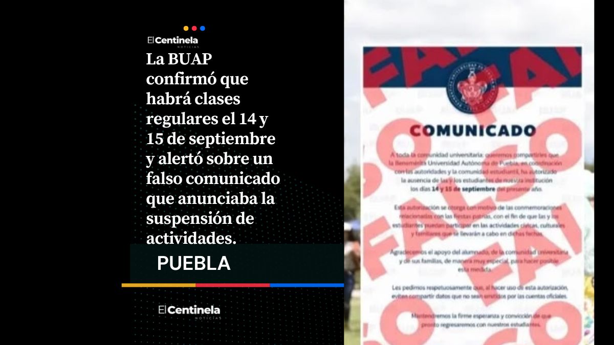 No hay puente de fiestas patrias: BUAP confirma clases normales este 14 y 15 de septiembre