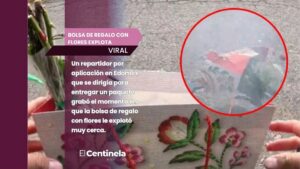 Bolsa de regalo con flores explota a repartidor en Edomex y casi le estalla en la cara