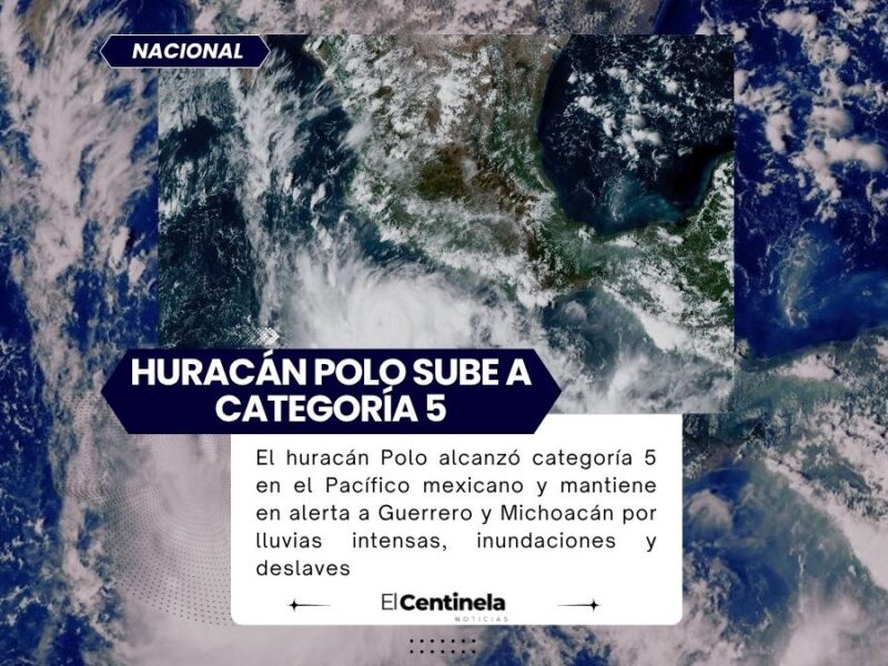 Huracán Polo alcanza categoría 5 frente a México, anuncian alerta por lluvias e inundaciones
