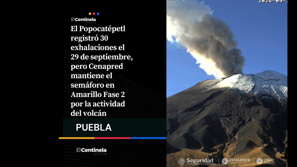 Usa cubrebocas: Popocatépetl mantiene Amarillo Fase 2 tras registrar 30 exhalaciones la noche del martes