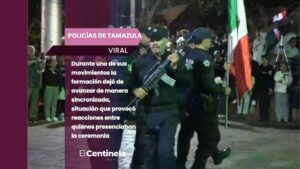 Escolta de policías en Tamazula pierde el paso durante ceremonia del Grito