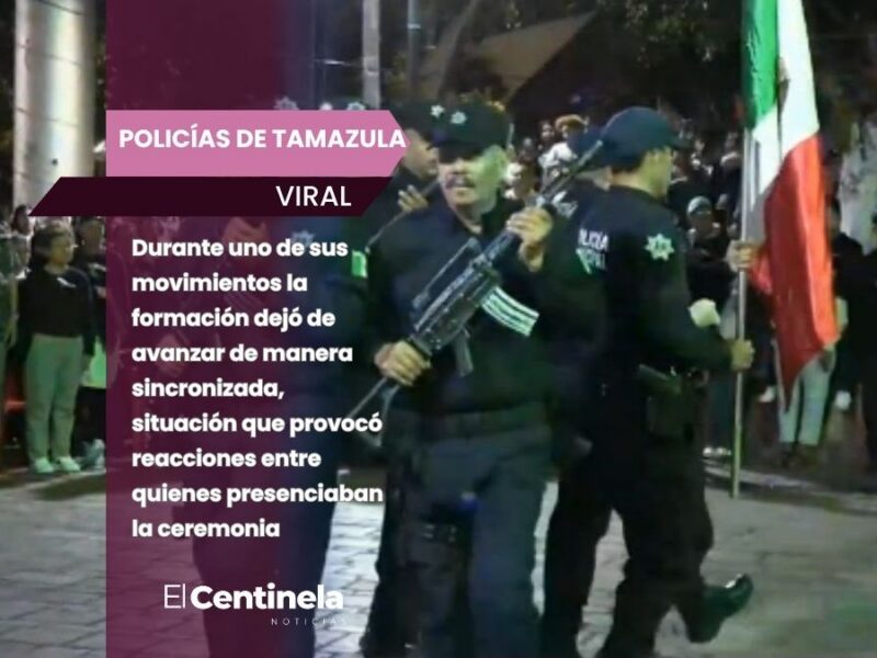 Escolta de policías en Tamazula pierde el paso durante ceremonia del Grito