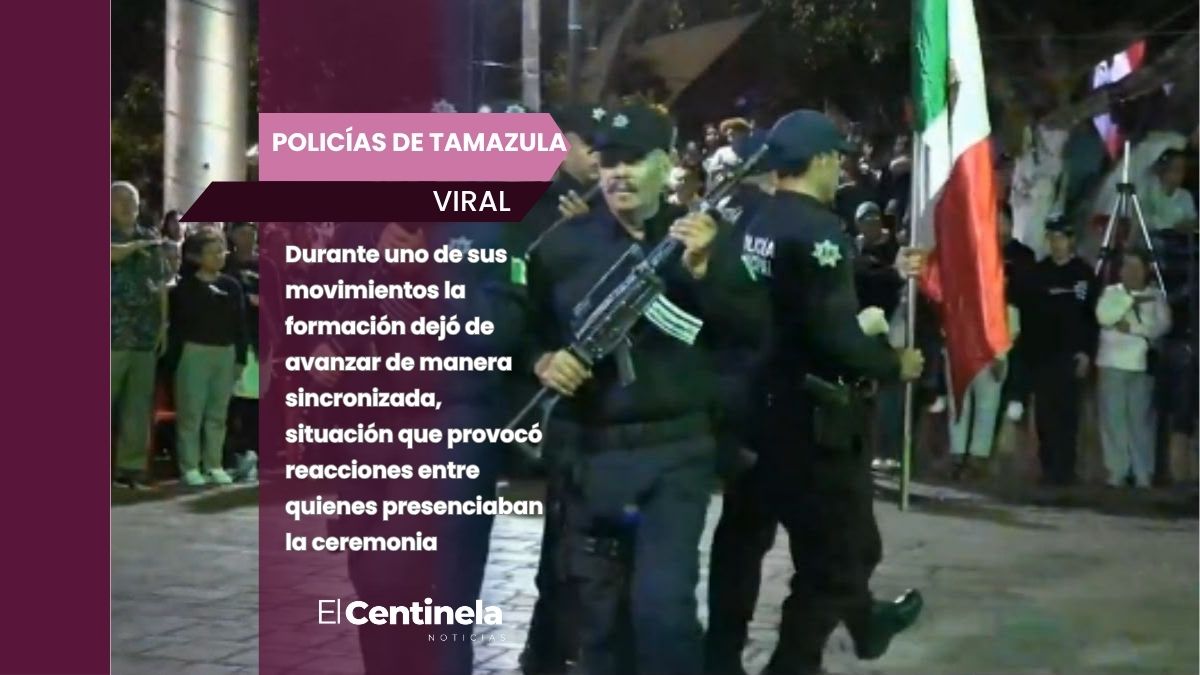 Escolta de policías en Tamazula pierde el paso durante ceremonia del Grito