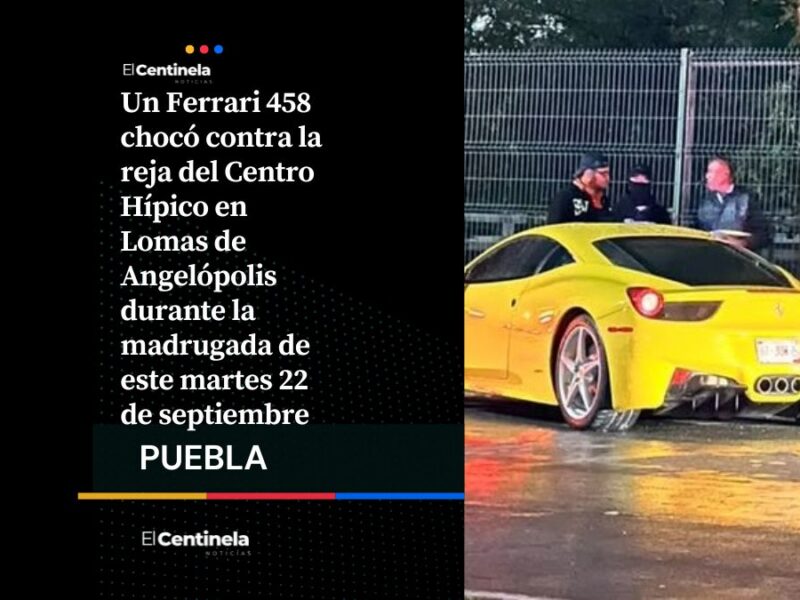 Fallo a toda máquina: Ferrari 458 choca contra reja en Lomas de Angelópolis por exceso de velocidad