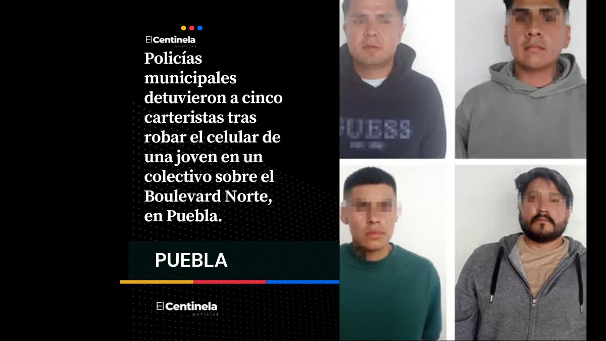 Caen cinco carteristas tras robar celular a pasajera cerca de Plaza San Pedro