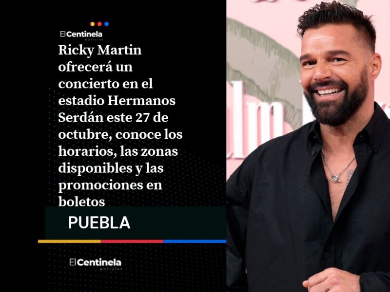 Ricky Martin se presenta en Puebla este 27 de octubre, conoce los horarios y aprovecha la promoción de 2x1