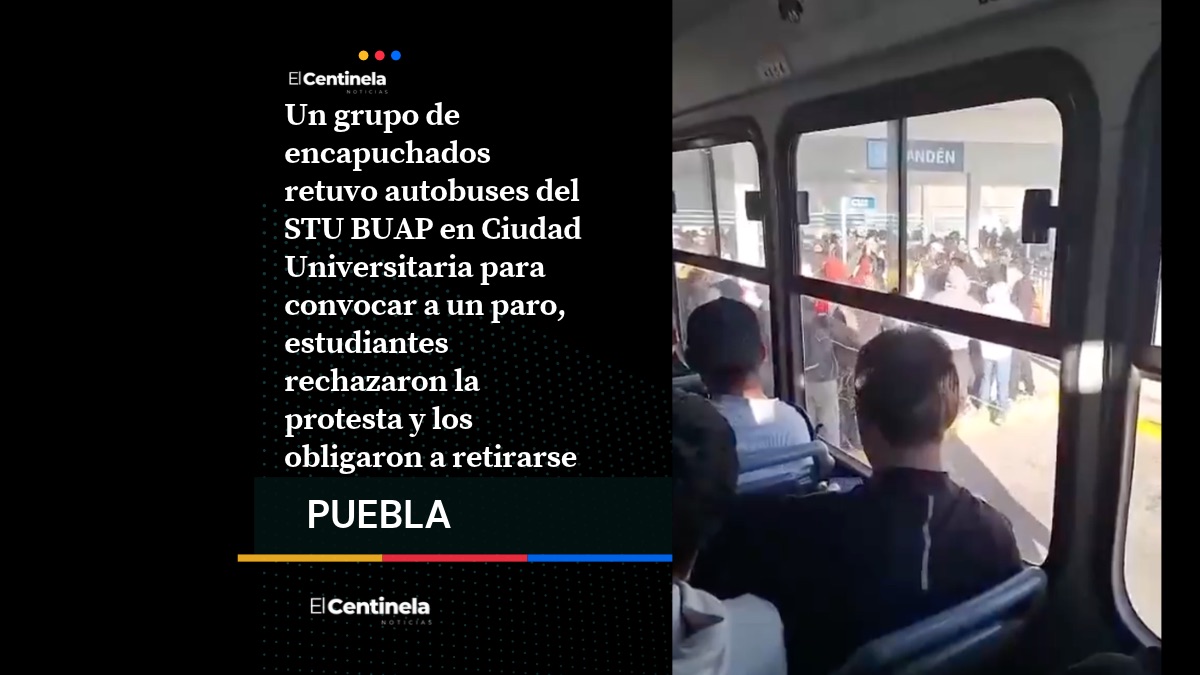 Encapuchados retienen autobuses del STU BUAP mientras intentan promover un paro en Ciudad Universitaria