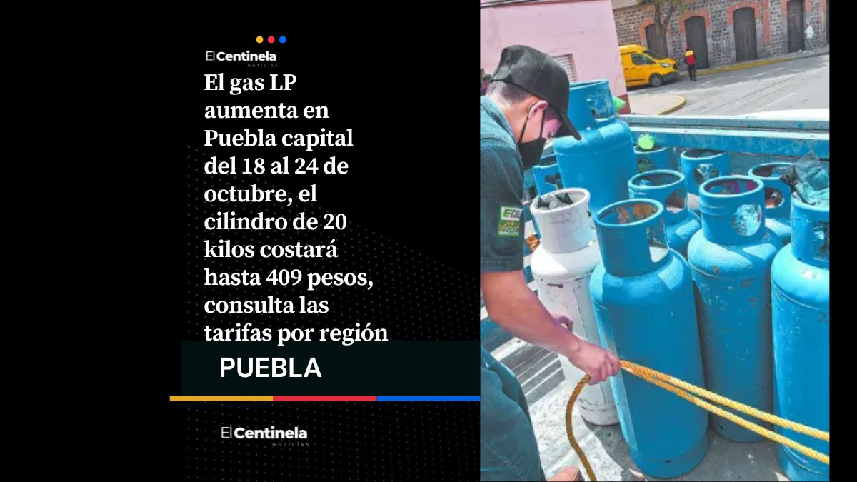 A la alza el gas en Puebla: un cilindro de 20 kilos costará hasta 409 pesos del 18 al 24 de octubre, ¡tómalo en cuenta!