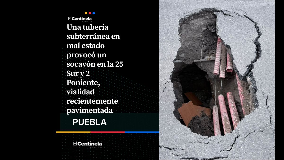 Tubería de Agua de Puebla en mal estado provoca socavón en la 25 Sur recién pavimentada